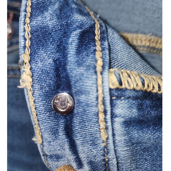 True Religion Halle Flap Skinny Raw Jeans - Medium Cloudless Wash Size 31 - Picture 9 of 14